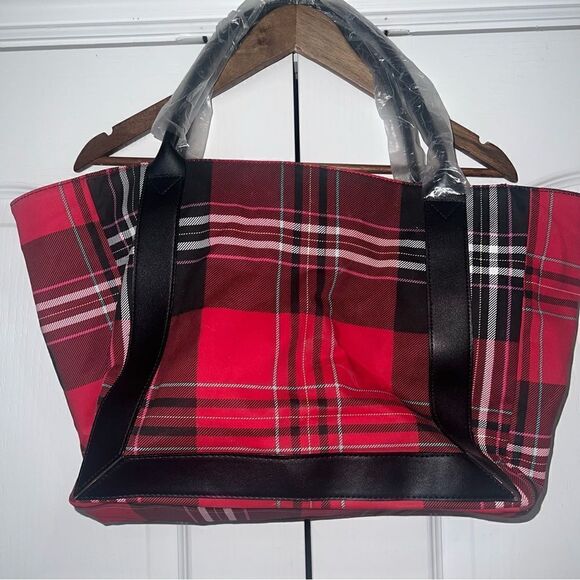 Victoria’s Secret plaid multi color red tote - Picture 5 of 10